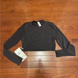 Lulu Black mock neck super crop Long Sleeve Top
